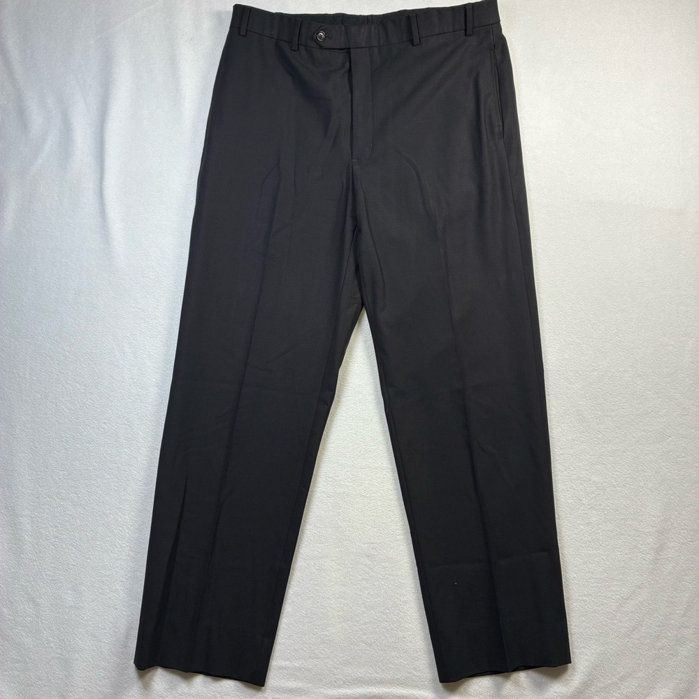 Brooks Brothers 346 Dress Pants Mens 36x31 Black Wool Stretch Flat Front Career